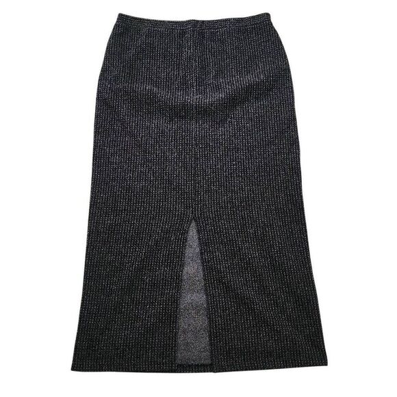 Emma & James Liz Claiborne Women's Size Large Black Gray Tweed Midi Split Skirt - Picture 3 of 4